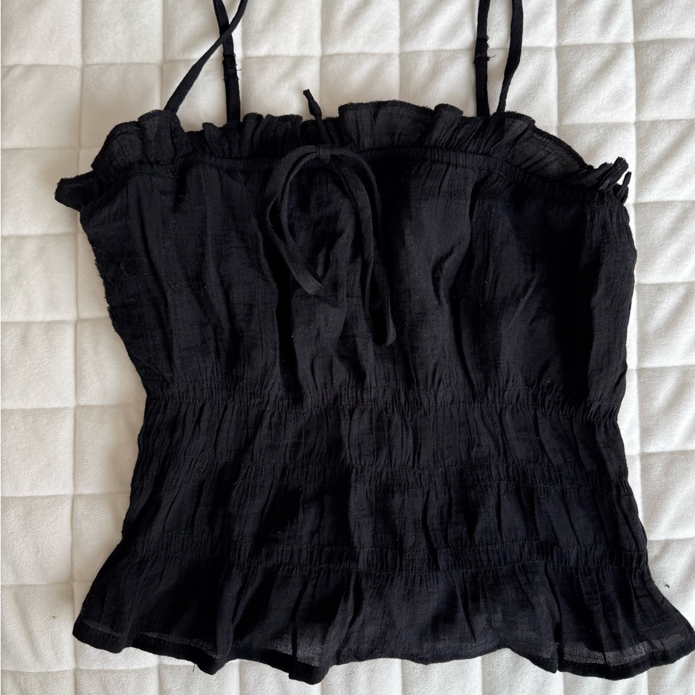 Black Ruffled Women's Top